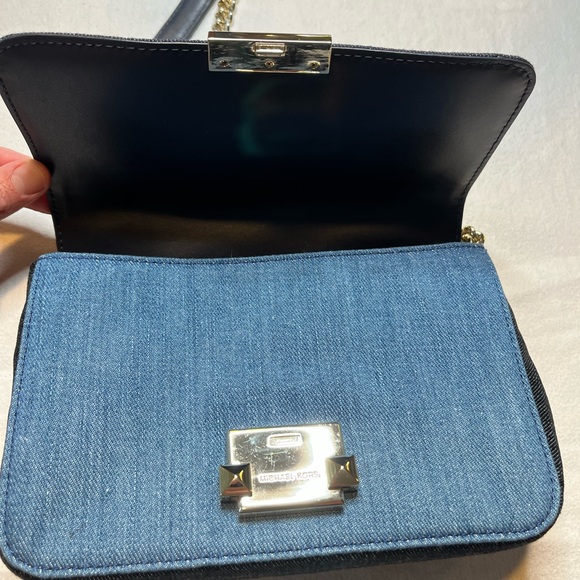 MICHAEL KORS Sloan Signature Denim Chain Strap Small Shoulder Crossbody Bag - Picture 8 of 12